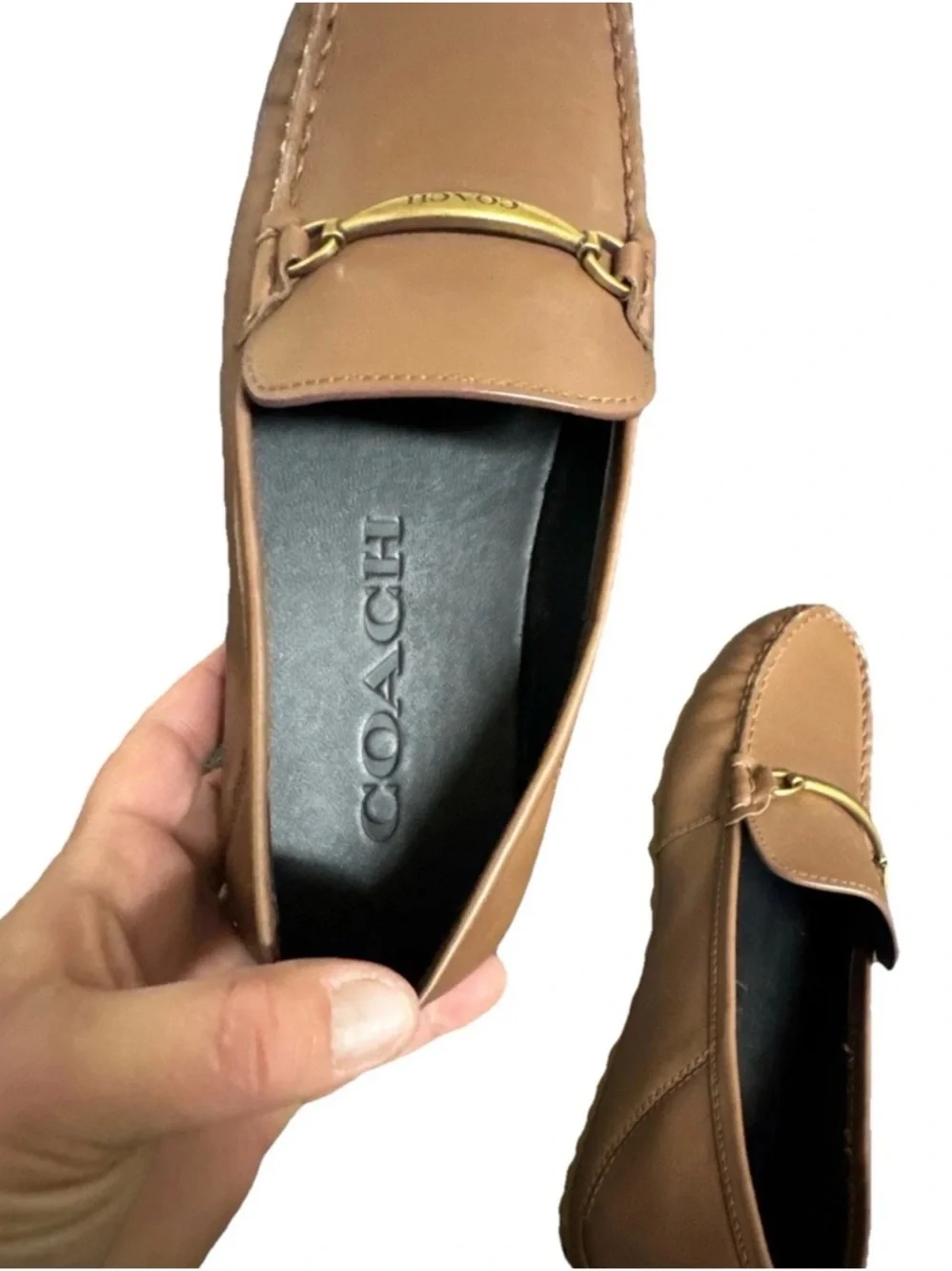 Coach Collapsible Heel Driving Loafers Sz 8D Brown Casual Office / See Photos